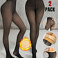 2 Pack High Waist Fleece Lined Tights Fake Translucent Thermal Pantyhose Leggings