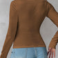 U Neck Built in Bra Long Sleeve Ribbed Top