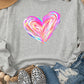 Gray Valentines Brushwork Heart Graphic Drop Shoulder Sweatshirt