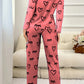 Mineral Red Valentines Heart Printed Long 2pcs Lounge Set