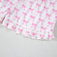 Pink Bowknot Printed Short Sleeve and Ruffled Shorts Valentines Pajama Set