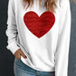 Beige Glitter Valentine Heart Shape Graphic Sweatshirt