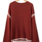 Red Dahlia Color Contrast Trim Drop Shoulder Crew Neck Sweater