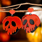 Fiery Red Halloween Skull Heart Shape Acrylic Stud Earrings