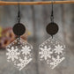 White Snowflake Print Hexagon Acrylic Dangle Earrings