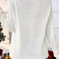 White Bow Pattern Contrast Trim Christmas Loose Graphic Sweater