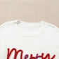 White Tinsel Merry and Bright Graphic Christmas Sweater