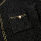 Black Shimmer Flap Pocket Button up Cardigan