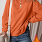 Russet Orange Solid Fleece Lined Drop Shoulder Terry Sweatshirt