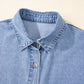 Dusk Blue Short Sleeve Pocketed Button up Denim Tunic Dress