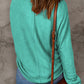 Green Solid Color Patchwork Long Sleeve Top