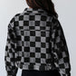 Black Checkered Patchwork Button up Denim Jacket