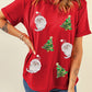 Red Santa Clause Christmas Tree Print Tee