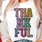 White Heat-transfer Printed THANKFUL Letter Graphic T Shirt