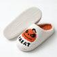 White Halloween Pumpkin Trick Or Treat Plush Slippers