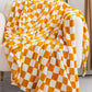 Yellow Checkerboard Printed Soft Throw Blanket 120*200cm