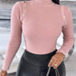 High Neck Knit Sweater Fleece Lined Front Button Basic Layering Soft Thermal Top