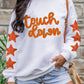 Beige Glittering Touch Down Patched Pattern Star Sleeve Sweatshirt