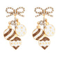 White Rhinestone Bow Circular Pendant Drop Earrings