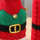 Racing Red Christmas Stripes Knitted Jingle Bell Wine Bottle Sleeve