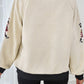 Jet Stream Sequin Nutcracker Patched Colorblock Trim Long Sleeve Textured Top