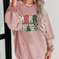 Pink MERRY and BRIGHT Christmas Tree Print Ribbed Sweatshirt