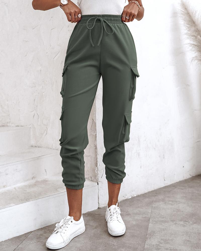 Pocket Design Cuffed Cargo Pants