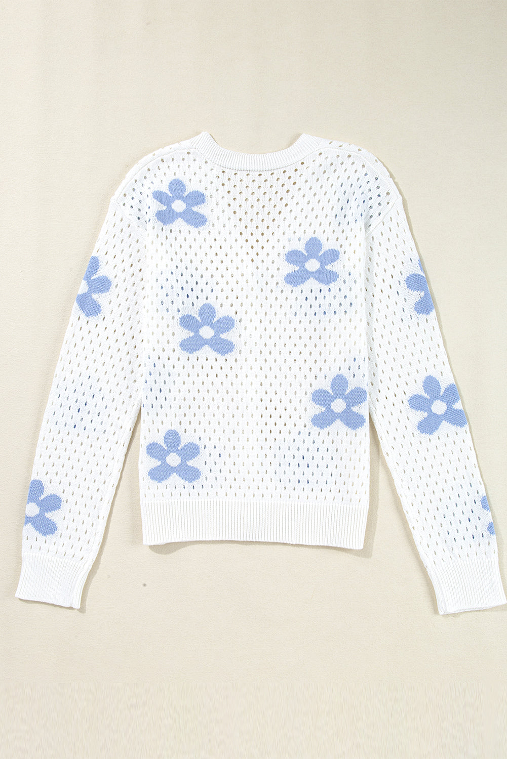 White Flower Knit Hollow Out Open Short Cardigan