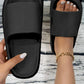 Black Hollow-out Thick Soled Slip On Slippers