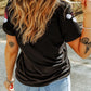 Black Sequined Christmas Hat Patched Daily T Shirt