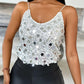 V Neck Spaghetti Strap Allover Sequin Tank Causal Top