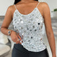 V Neck Spaghetti Strap Allover Sequin Tank Causal Top