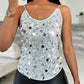 V Neck Spaghetti Strap Allover Sequin Tank Causal Top