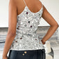 V Neck Spaghetti Strap Allover Sequin Tank Causal Top