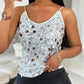 V Neck Spaghetti Strap Allover Sequin Tank Causal Top