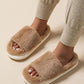 Chestnut Furry Open Toe Thick Sole Slippers