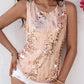 Glitter Sequin Round Neck Sleeveless Blouses Shirts Casual Sparkle Tank Top