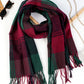 Racing Red Classic Christmas Plaid Fringed Scarf