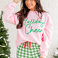 Pink Holiday Cheer Letter Graphic Christmas Slogan Sweatshirt