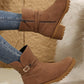 Chestnut Suede Buckle Decor Heeled Ankle Boots