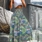 Floral Print High Waist Shirred Wide Leg Pants