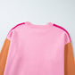 Bonbon Three Tone Contrast Round Neck Loose Sweater