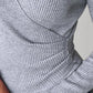 V Neck Ruched Side Button Decor Knit Sweater Slim Fit Pullover Top