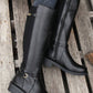 Black Side Zipper Knee High Chunky Low Heel Boots