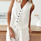 2 Piece V Neck Sleeveless Front Button Tank Pants Set Work Blazer Sets with Pocket