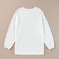 White JOY to the world Ribbed Crewneck Pullover Sweatshirt