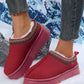 Fiery Red Contrast Print Suede Plush Lined Snow Boots