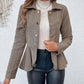 Striped Button Front Ruffle Hem Slim Fit Blazer Coat