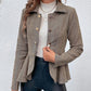 Striped Button Front Ruffle Hem Slim Fit Blazer Coat