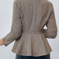 Striped Button Front Ruffle Hem Slim Fit Blazer Coat